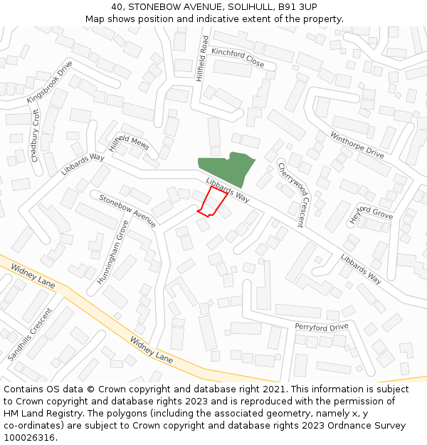40, STONEBOW AVENUE, SOLIHULL, B91 3UP: Location map and indicative extent of plot