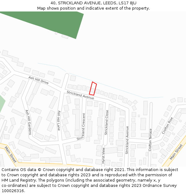 40, STRICKLAND AVENUE, LEEDS, LS17 8JU: Location map and indicative extent of plot
