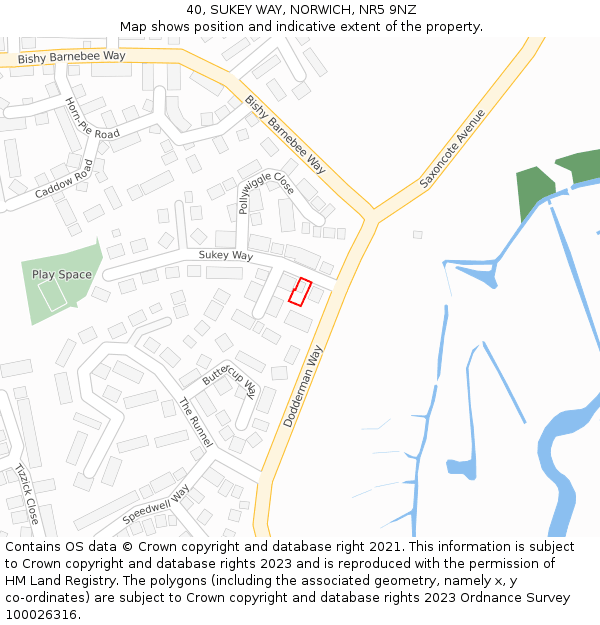 40, SUKEY WAY, NORWICH, NR5 9NZ: Location map and indicative extent of plot