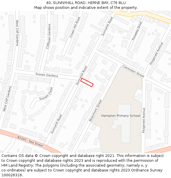 40, SUNNYHILL ROAD, HERNE BAY, CT6 8LU: Location map and indicative extent of plot