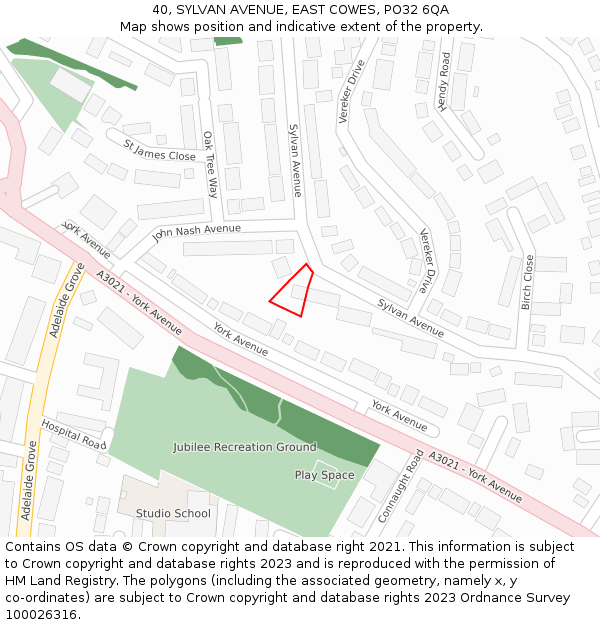 40, SYLVAN AVENUE, EAST COWES, PO32 6QA: Location map and indicative extent of plot