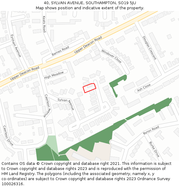 40, SYLVAN AVENUE, SOUTHAMPTON, SO19 5JU: Location map and indicative extent of plot