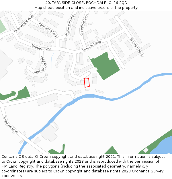 40, TARNSIDE CLOSE, ROCHDALE, OL16 2QD: Location map and indicative extent of plot