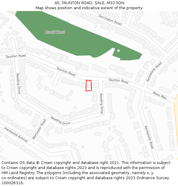 40, TAUNTON ROAD, SALE, M33 5DN: Location map and indicative extent of plot