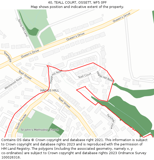 40, TEALL COURT, OSSETT, WF5 0PF: Location map and indicative extent of plot