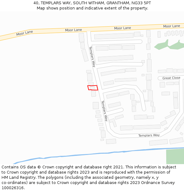 40, TEMPLARS WAY, SOUTH WITHAM, GRANTHAM, NG33 5PT: Location map and indicative extent of plot