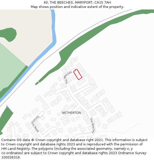 40, THE BEECHES, MARYPORT, CA15 7AH: Location map and indicative extent of plot