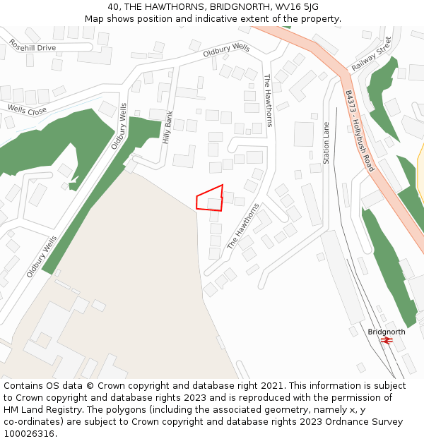 40, THE HAWTHORNS, BRIDGNORTH, WV16 5JG: Location map and indicative extent of plot