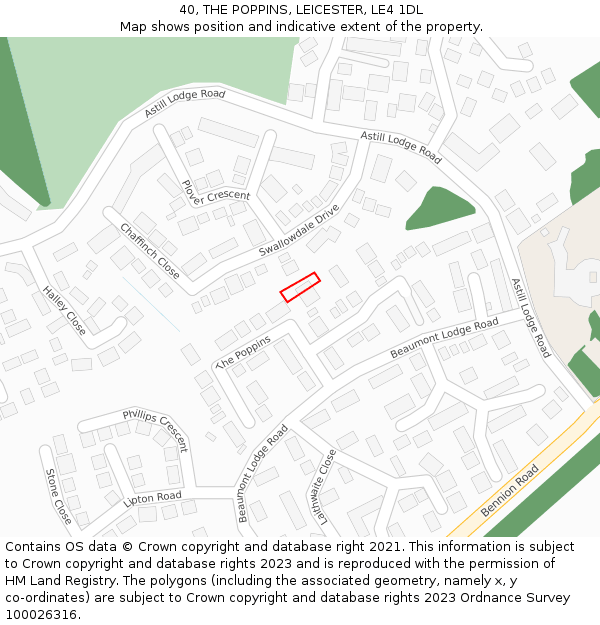 40, THE POPPINS, LEICESTER, LE4 1DL: Location map and indicative extent of plot