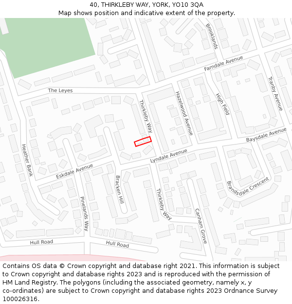 40, THIRKLEBY WAY, YORK, YO10 3QA: Location map and indicative extent of plot