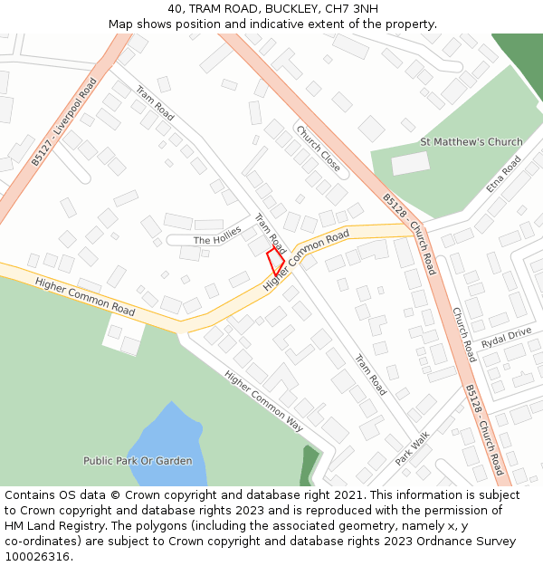 40, TRAM ROAD, BUCKLEY, CH7 3NH: Location map and indicative extent of plot