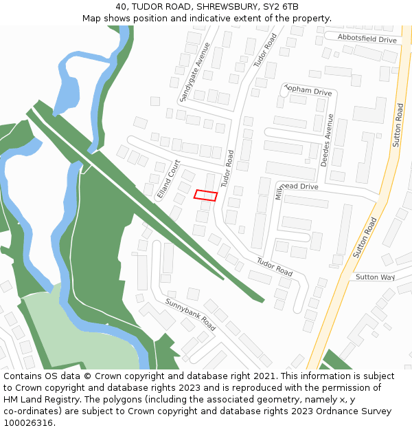 40, TUDOR ROAD, SHREWSBURY, SY2 6TB: Location map and indicative extent of plot