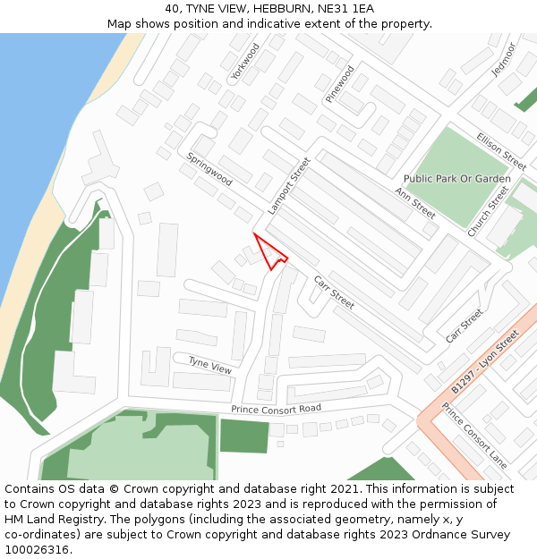 40, TYNE VIEW, HEBBURN, NE31 1EA: Location map and indicative extent of plot