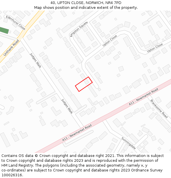 40, UPTON CLOSE, NORWICH, NR4 7PD: Location map and indicative extent of plot