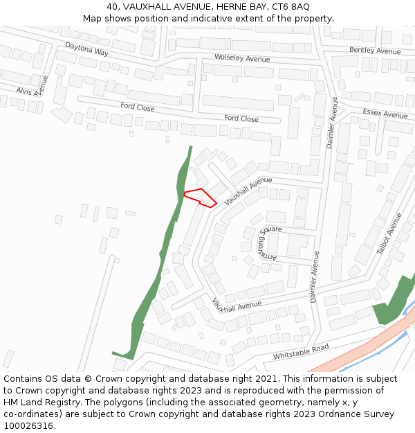 40, VAUXHALL AVENUE, HERNE BAY, CT6 8AQ: Location map and indicative extent of plot