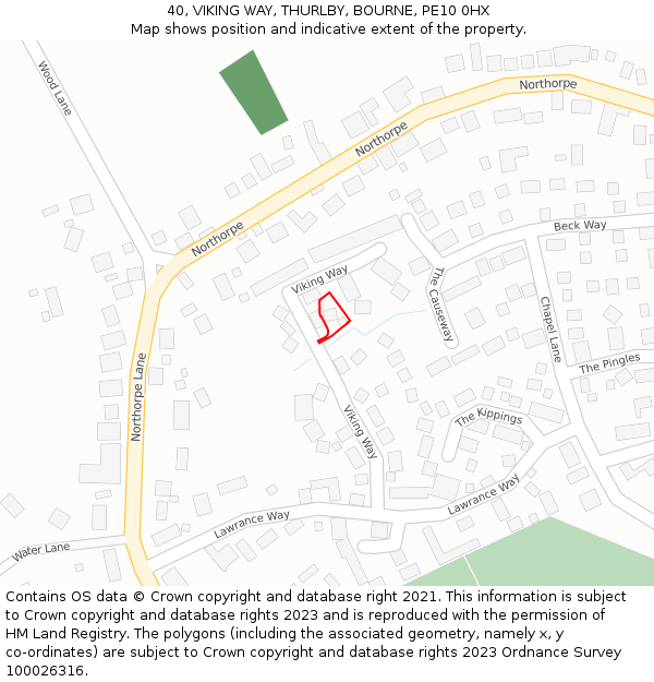 40, VIKING WAY, THURLBY, BOURNE, PE10 0HX: Location map and indicative extent of plot