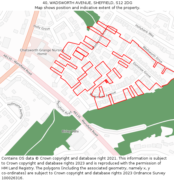 40, WADSWORTH AVENUE, SHEFFIELD, S12 2DG: Location map and indicative extent of plot