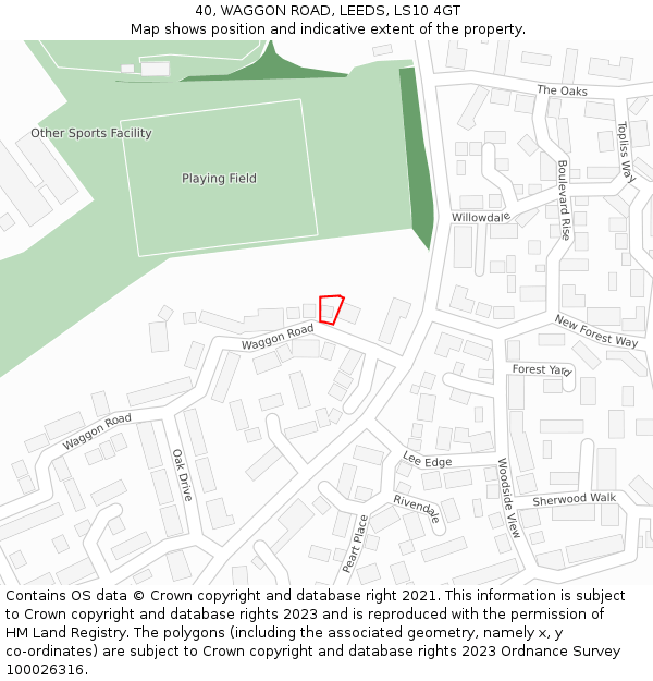 40, WAGGON ROAD, LEEDS, LS10 4GT: Location map and indicative extent of plot