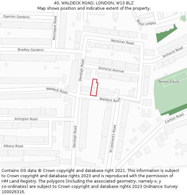 40, WALDECK ROAD, LONDON, W13 8LZ: Location map and indicative extent of plot