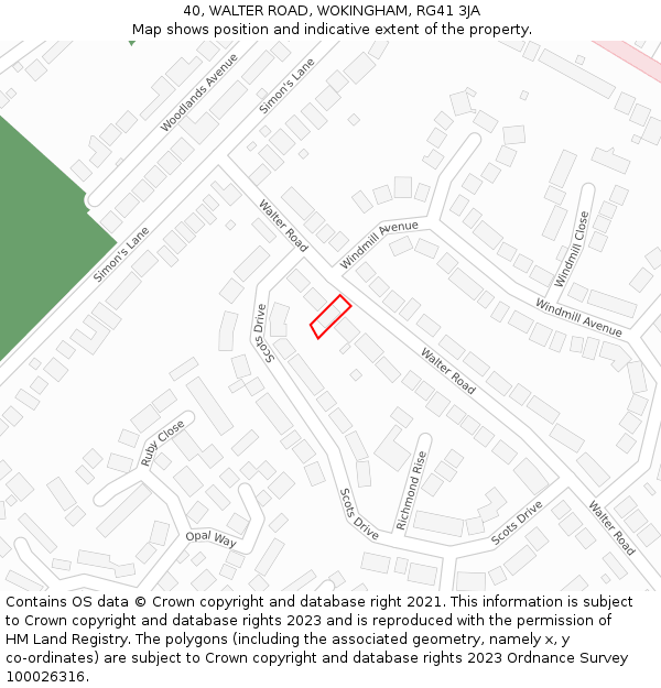 40, WALTER ROAD, WOKINGHAM, RG41 3JA: Location map and indicative extent of plot