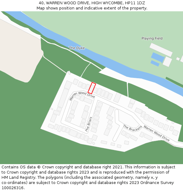 40, WARREN WOOD DRIVE, HIGH WYCOMBE, HP11 1DZ: Location map and indicative extent of plot