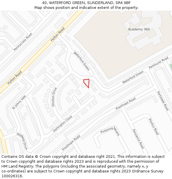 40, WATERFORD GREEN, SUNDERLAND, SR4 9BF: Location map and indicative extent of plot