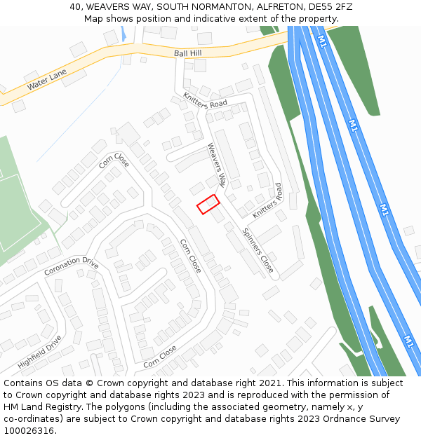 40, WEAVERS WAY, SOUTH NORMANTON, ALFRETON, DE55 2FZ: Location map and indicative extent of plot