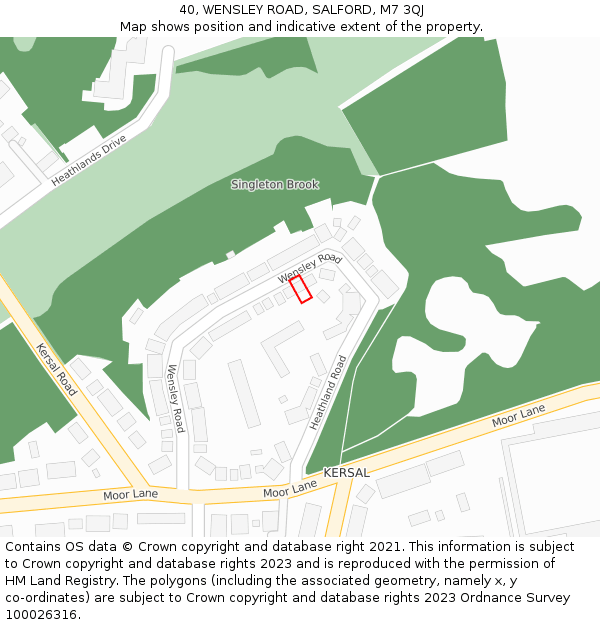 40, WENSLEY ROAD, SALFORD, M7 3QJ: Location map and indicative extent of plot