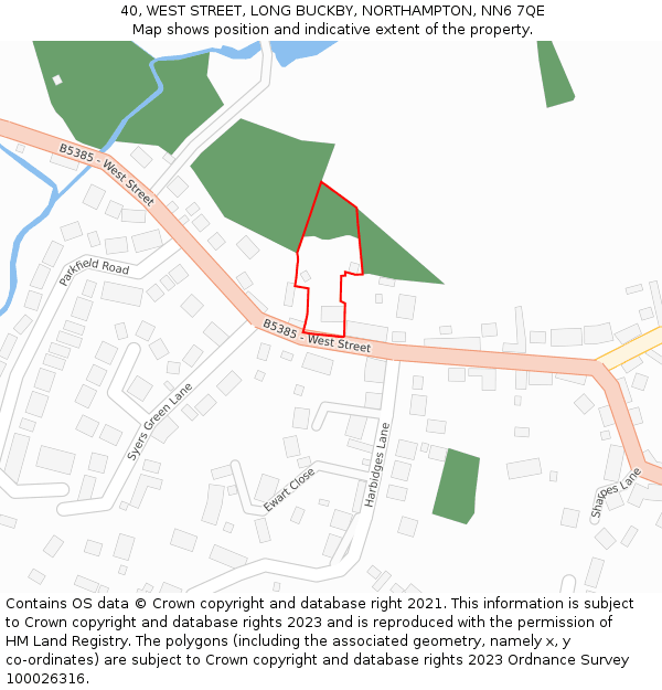 40, WEST STREET, LONG BUCKBY, NORTHAMPTON, NN6 7QE: Location map and indicative extent of plot