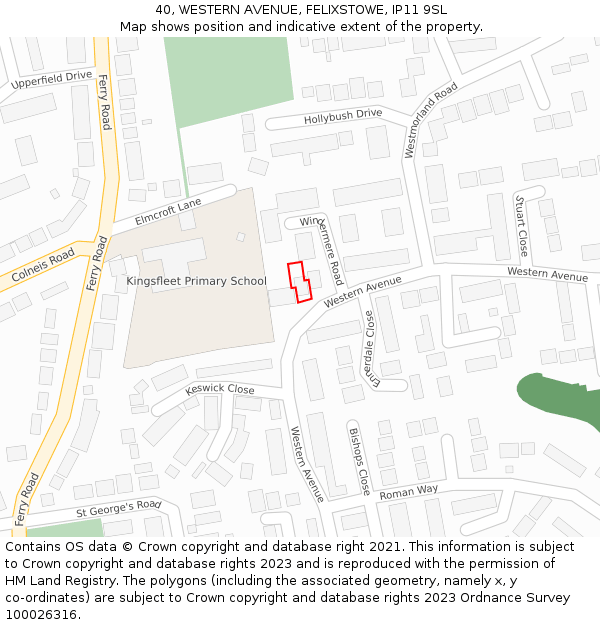 40, WESTERN AVENUE, FELIXSTOWE, IP11 9SL: Location map and indicative extent of plot