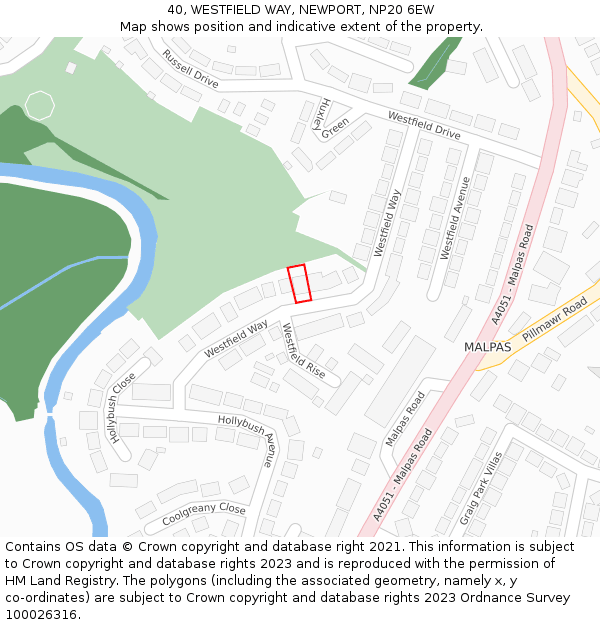 40, WESTFIELD WAY, NEWPORT, NP20 6EW: Location map and indicative extent of plot