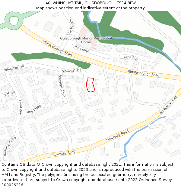 40, WHINCHAT TAIL, GUISBOROUGH, TS14 8PW: Location map and indicative extent of plot