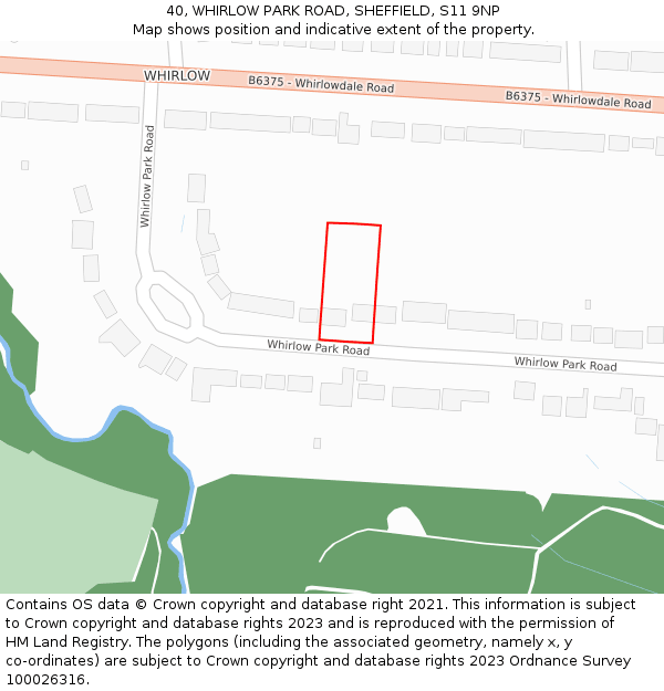 40, WHIRLOW PARK ROAD, SHEFFIELD, S11 9NP: Location map and indicative extent of plot