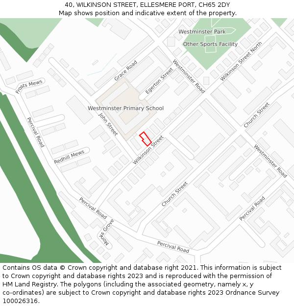 40, WILKINSON STREET, ELLESMERE PORT, CH65 2DY: Location map and indicative extent of plot