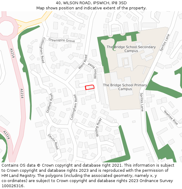 40, WILSON ROAD, IPSWICH, IP8 3SD: Location map and indicative extent of plot