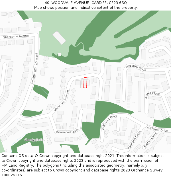 40, WOODVALE AVENUE, CARDIFF, CF23 6SQ: Location map and indicative extent of plot