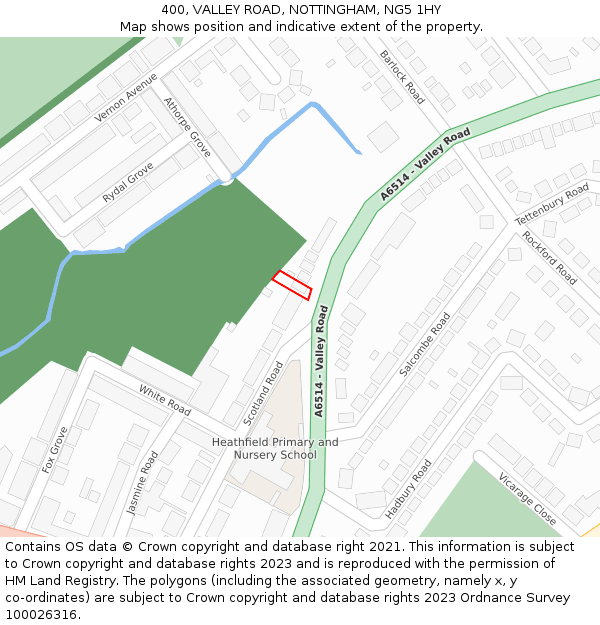 400, VALLEY ROAD, NOTTINGHAM, NG5 1HY: Location map and indicative extent of plot