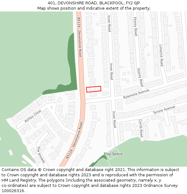 401, DEVONSHIRE ROAD, BLACKPOOL, FY2 0JP: Location map and indicative extent of plot