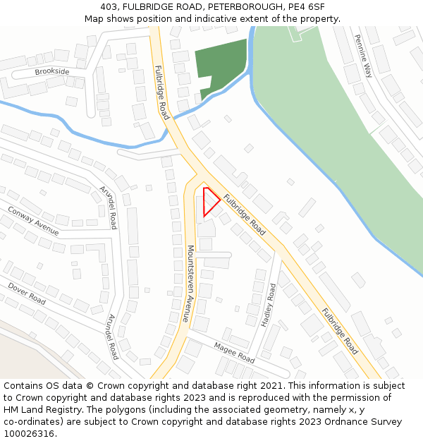 403, FULBRIDGE ROAD, PETERBOROUGH, PE4 6SF: Location map and indicative extent of plot