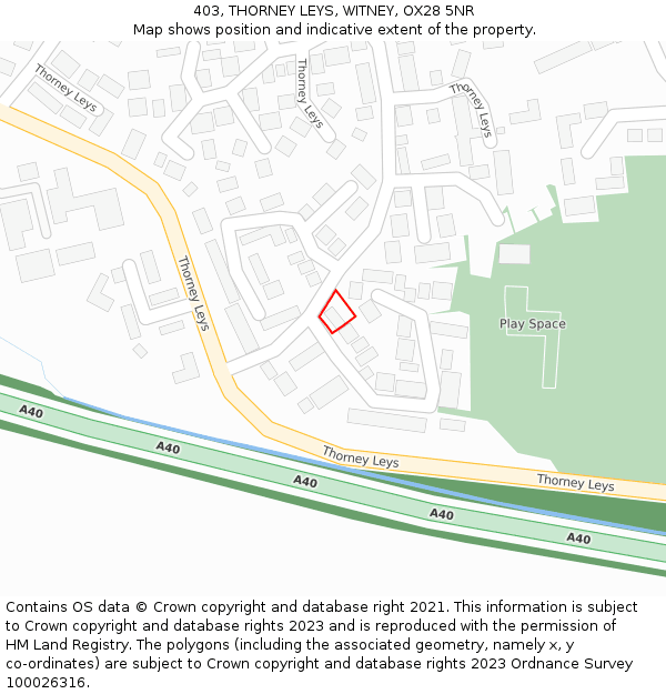 403, THORNEY LEYS, WITNEY, OX28 5NR: Location map and indicative extent of plot