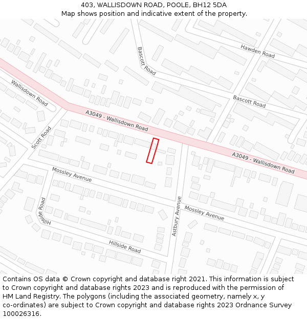 403, WALLISDOWN ROAD, POOLE, BH12 5DA: Location map and indicative extent of plot
