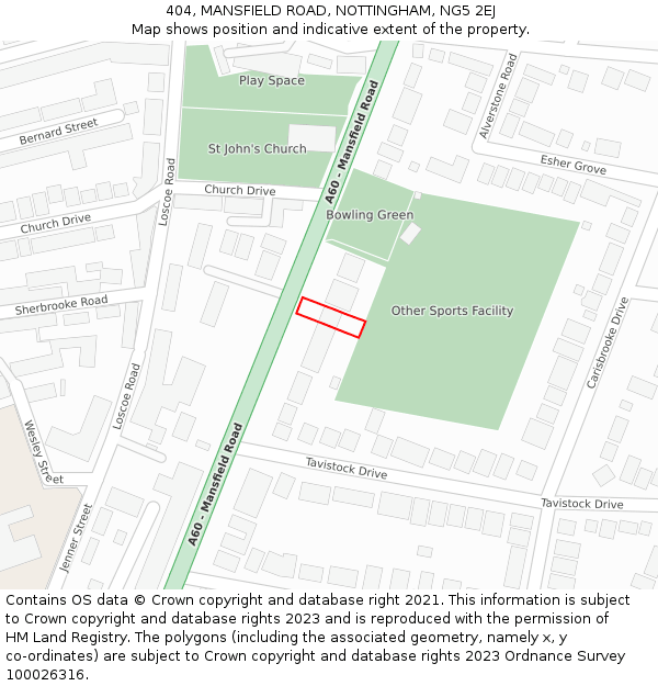 404, MANSFIELD ROAD, NOTTINGHAM, NG5 2EJ: Location map and indicative extent of plot