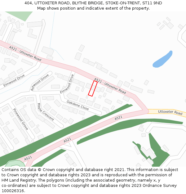 404, UTTOXETER ROAD, BLYTHE BRIDGE, STOKE-ON-TRENT, ST11 9ND: Location map and indicative extent of plot
