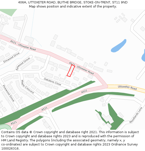 406A, UTTOXETER ROAD, BLYTHE BRIDGE, STOKE-ON-TRENT, ST11 9ND: Location map and indicative extent of plot