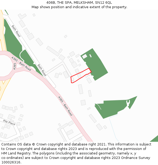 406B, THE SPA, MELKSHAM, SN12 6QL: Location map and indicative extent of plot