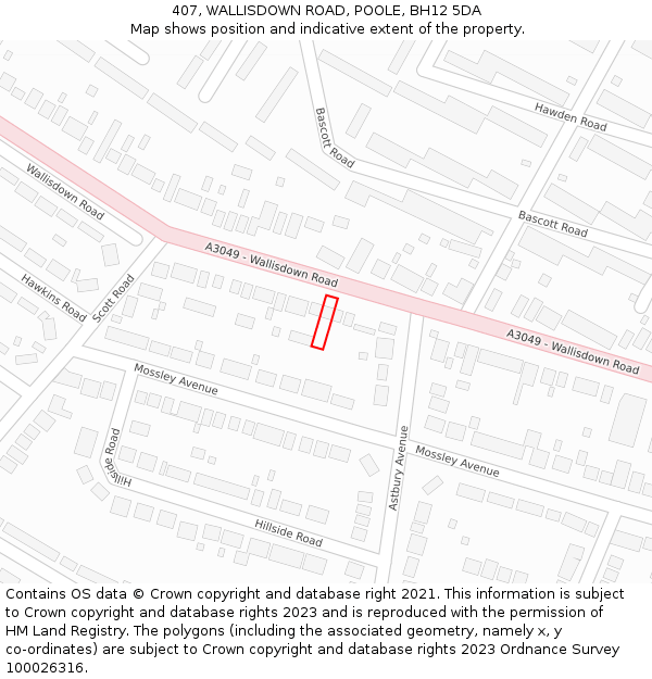 407, WALLISDOWN ROAD, POOLE, BH12 5DA: Location map and indicative extent of plot