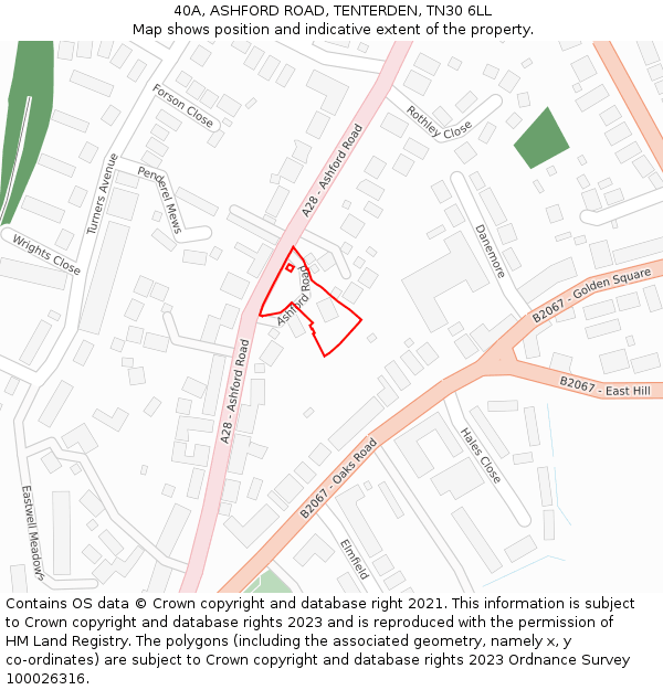 40A, ASHFORD ROAD, TENTERDEN, TN30 6LL: Location map and indicative extent of plot