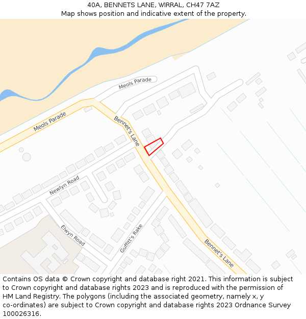 40A, BENNETS LANE, WIRRAL, CH47 7AZ: Location map and indicative extent of plot