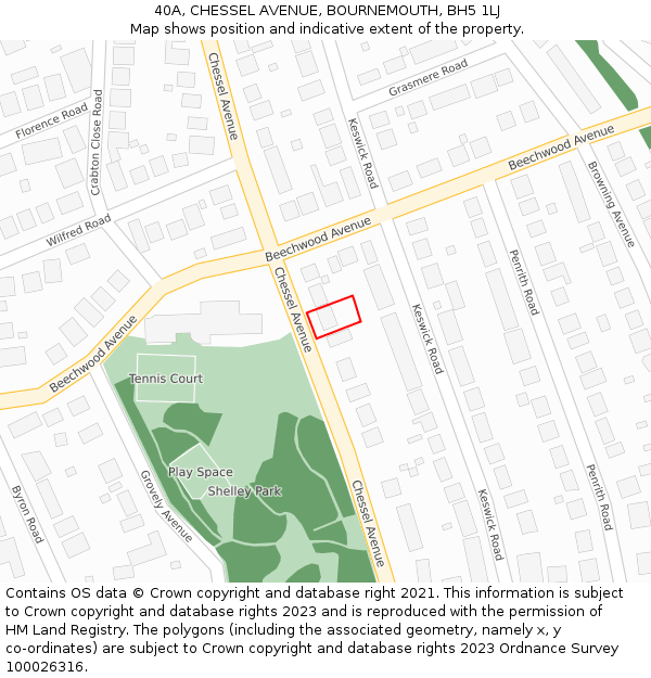 40A, CHESSEL AVENUE, BOURNEMOUTH, BH5 1LJ: Location map and indicative extent of plot