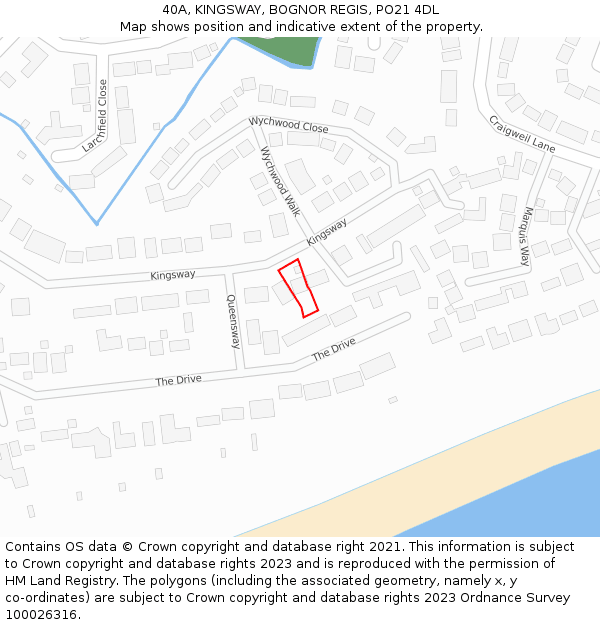 40A, KINGSWAY, BOGNOR REGIS, PO21 4DL: Location map and indicative extent of plot